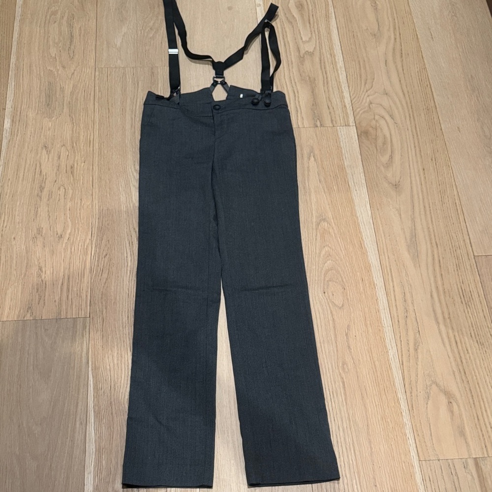 Grey long trousers with braces see photos
